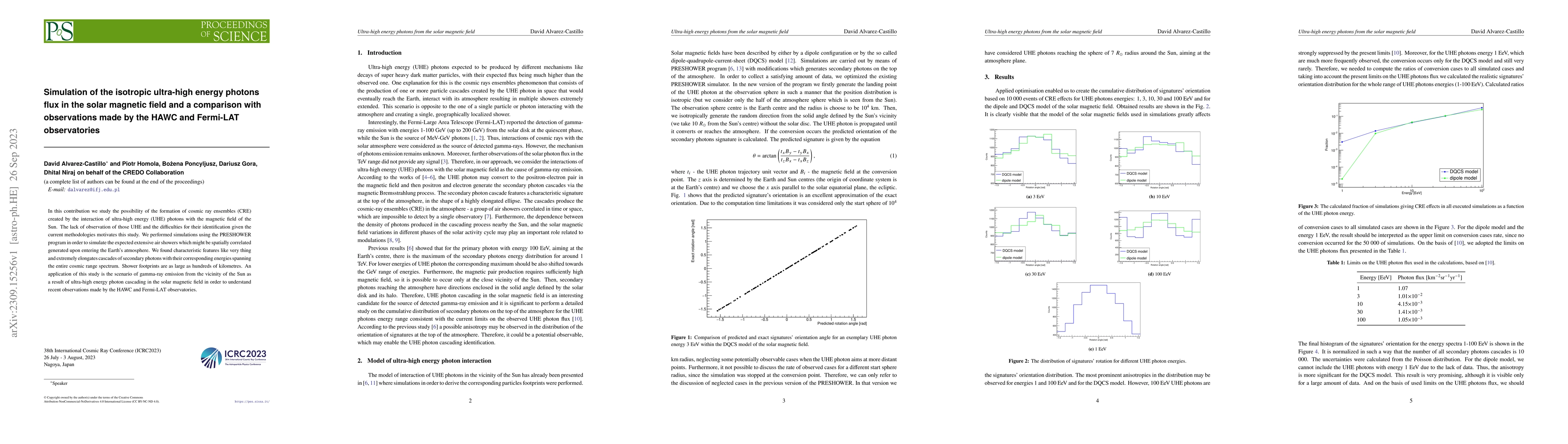 Thumbnail for Simulation of the isotropic ultra-high energy photons flux in the solar
  magnetic field and a comparison with observations made by the HAWC and
  Fermi-LAT observatories