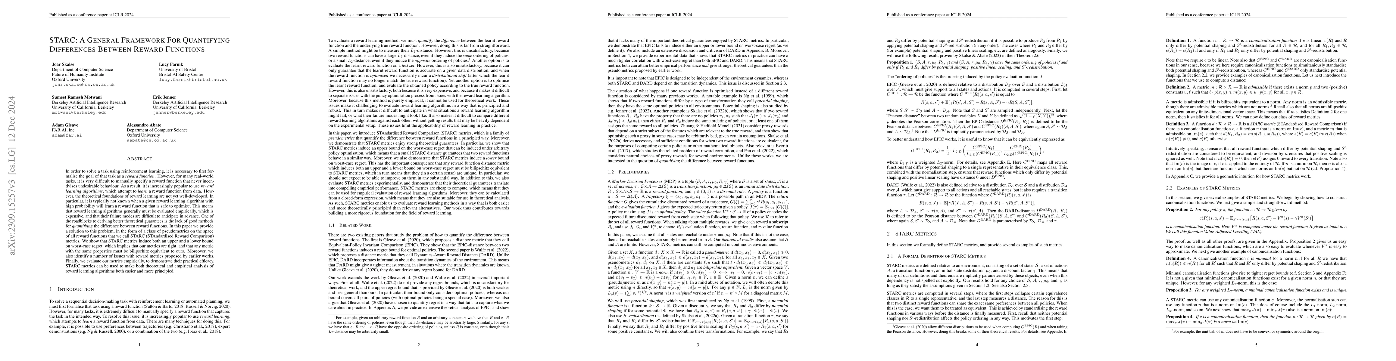 Thumbnail for STARC: A General Framework For Quantifying Differences Between Reward
  Functions
