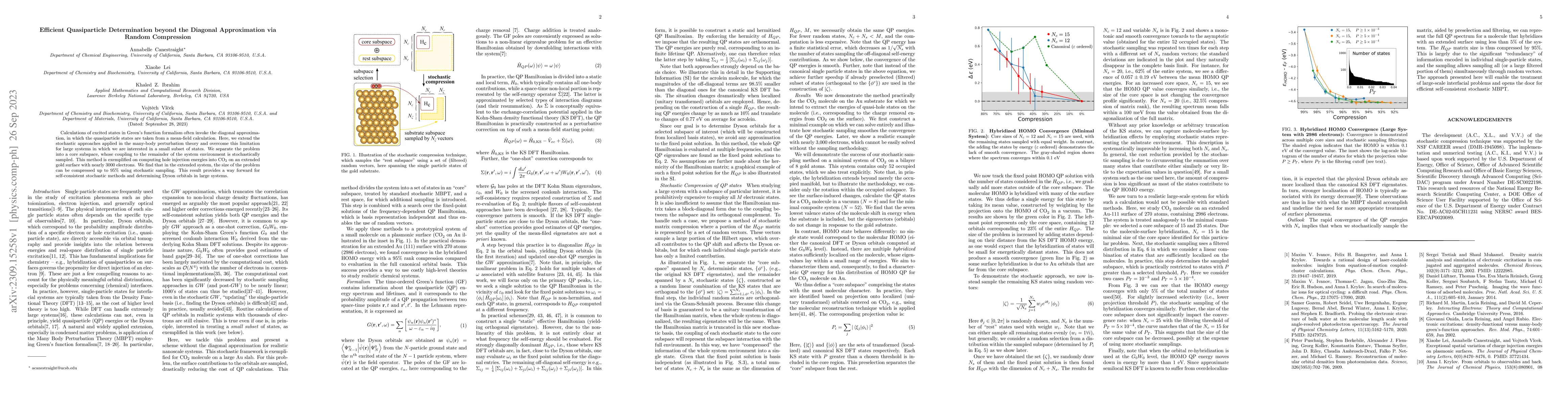 Thumbnail for Efficient Quasiparticle Determination beyond the Diagonal Approximation
  via Random Compression