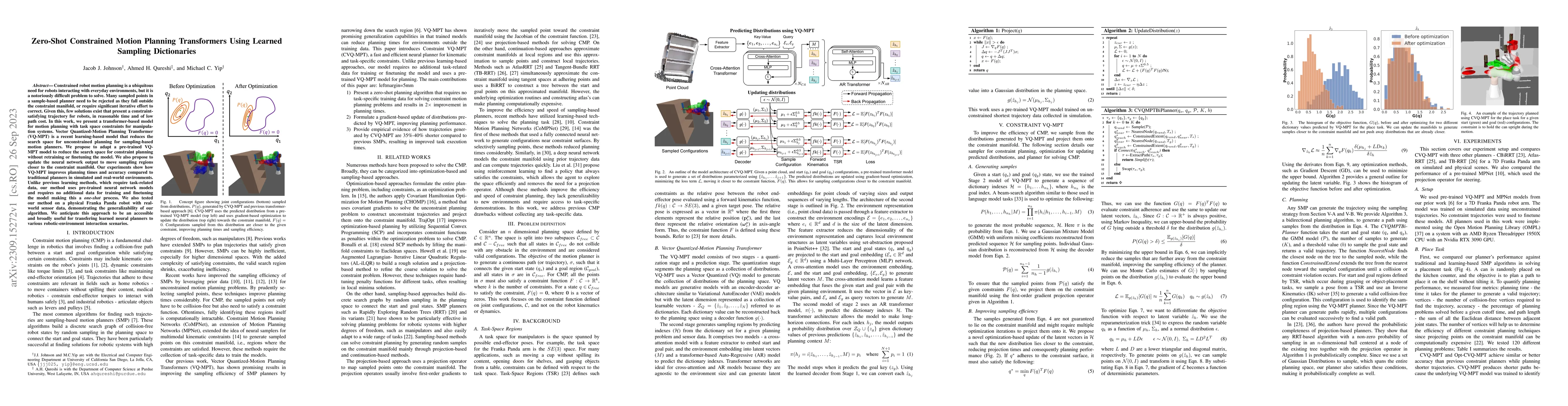 Thumbnail for Zero-Shot Constrained Motion Planning Transformers Using Learned
  Sampling Dictionaries
