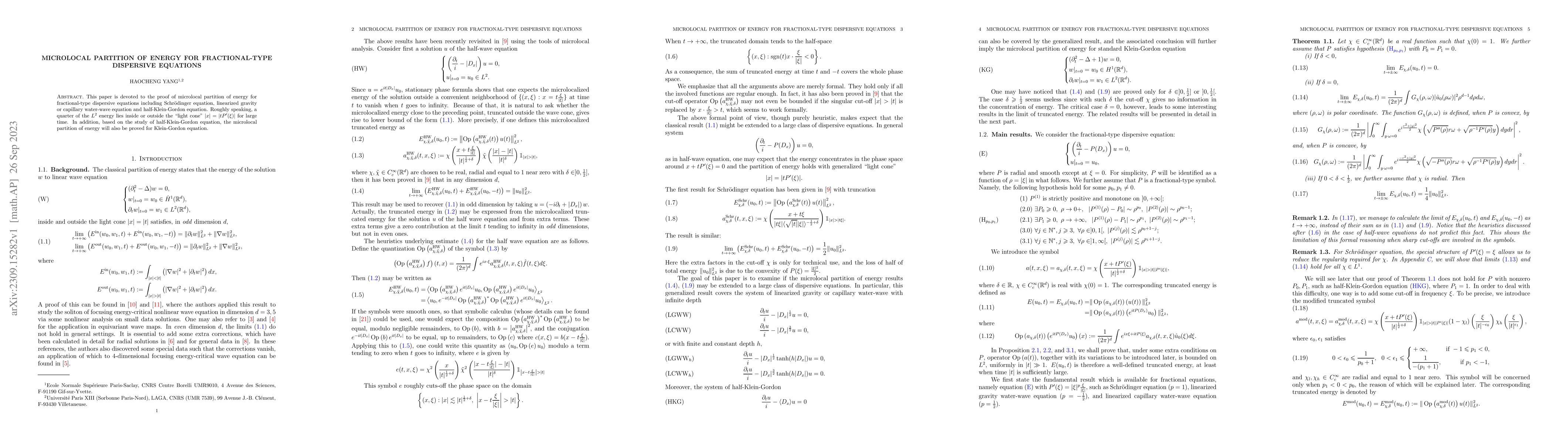 Thumbnail for Microlocal Partition of Energy for Fractional-Type Dispersive Equations