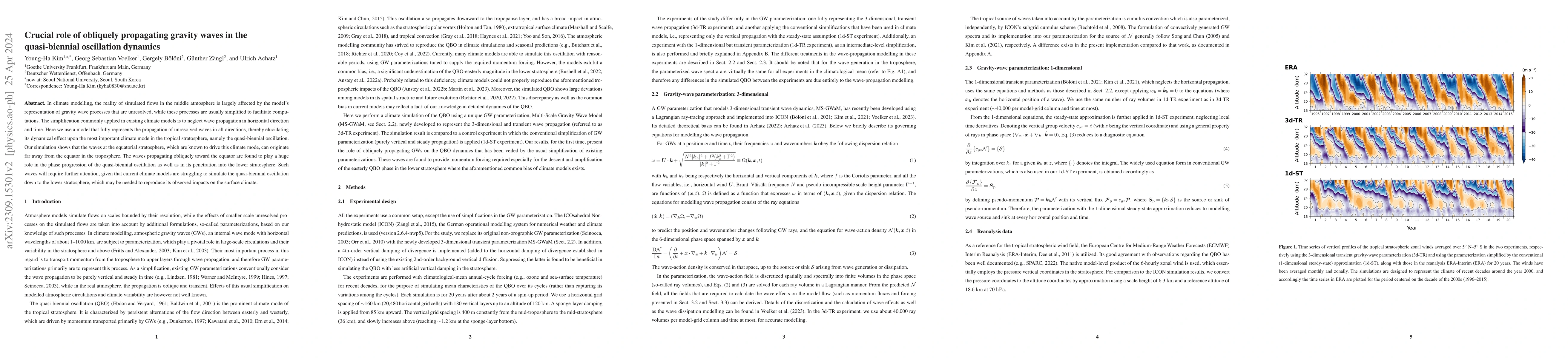 Thumbnail for Crucial Role of Obliquely Propagating Gravity Waves in the
  Quasi-Biennial Oscillation Dynamics