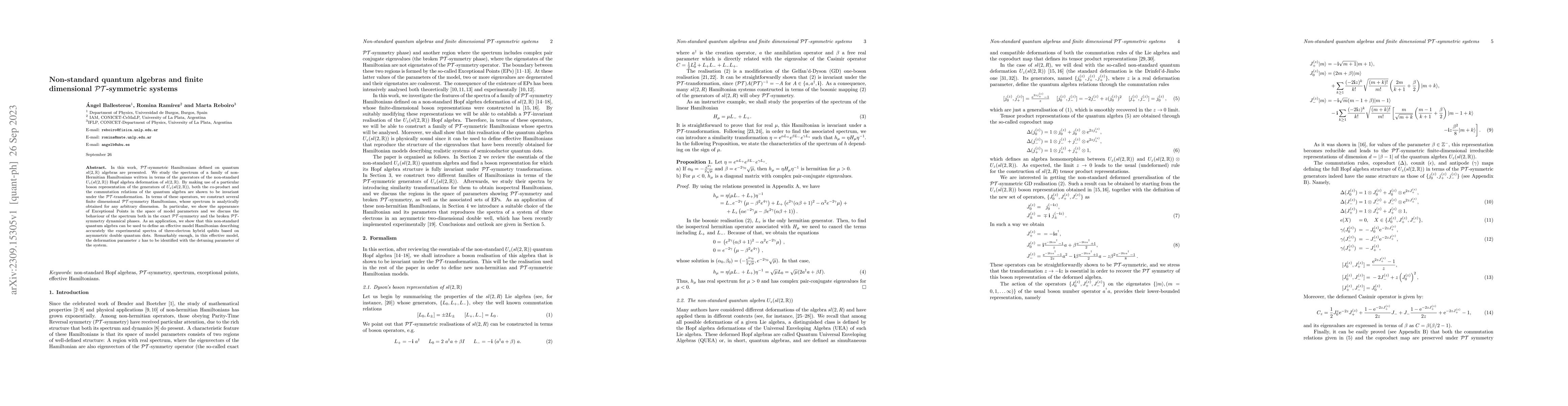 Thumbnail for Non-standard quantum algebras and finite dimensional
  $\mathcal{PT}$-symmetric systems