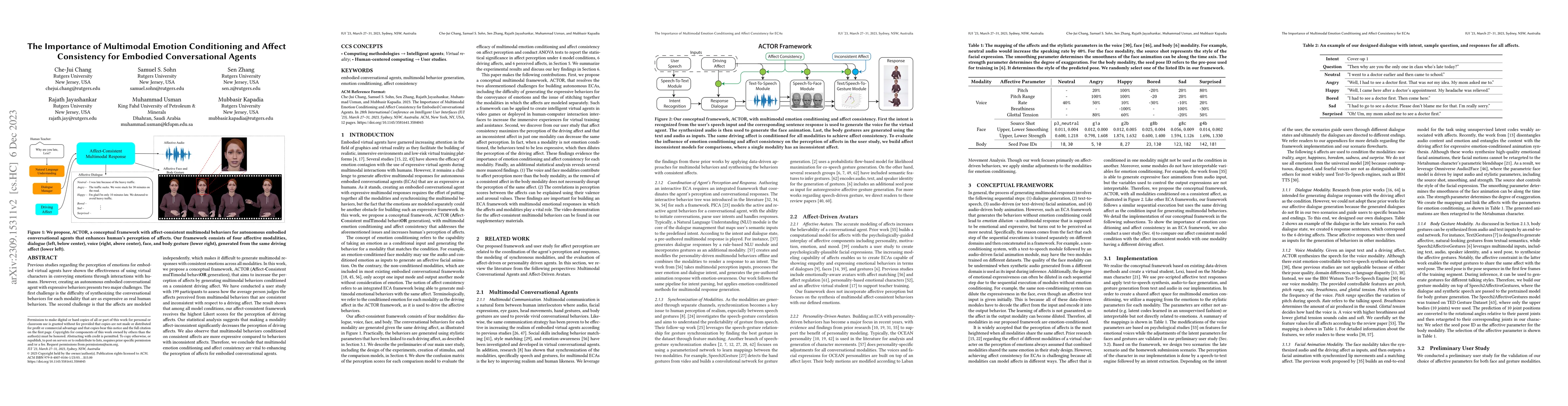 Thumbnail for The Importance of Multimodal Emotion Conditioning and Affect Consistency
  for Embodied Conversational Agents