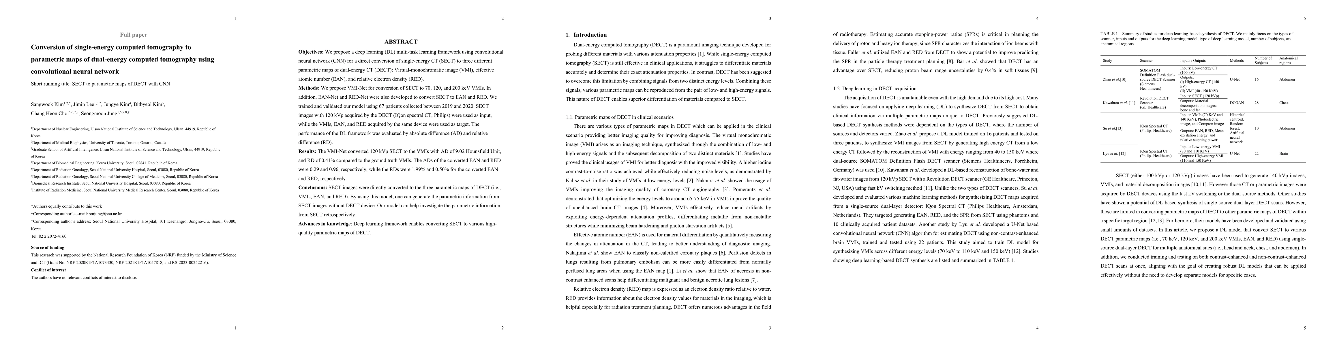 Thumbnail for Conversion of single-energy computed tomography to parametric maps of
  dual-energy computed tomography using convolutional neural network