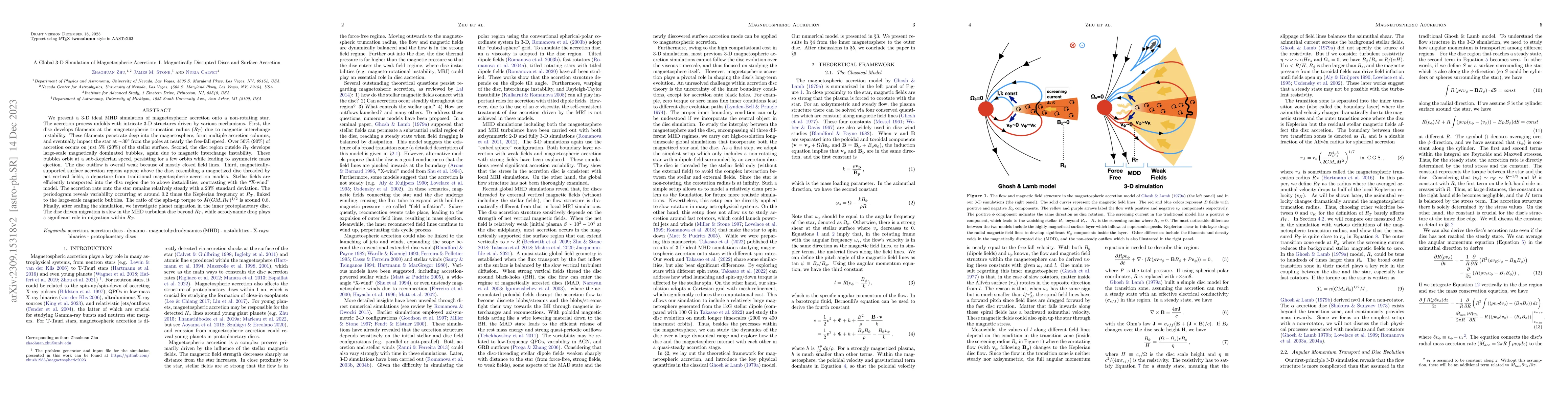 Thumbnail for A Global 3-D Simulation of Magnetospheric Accretion: I. Magnetically
  Disrupted Disks and Surface Accretion
