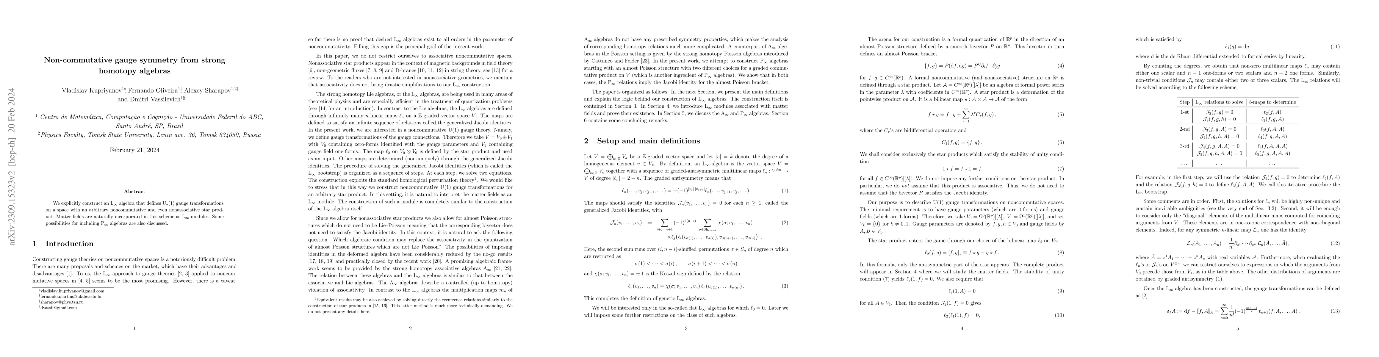 Thumbnail for Non-commutative gauge symmetry from strong homotopy algebras