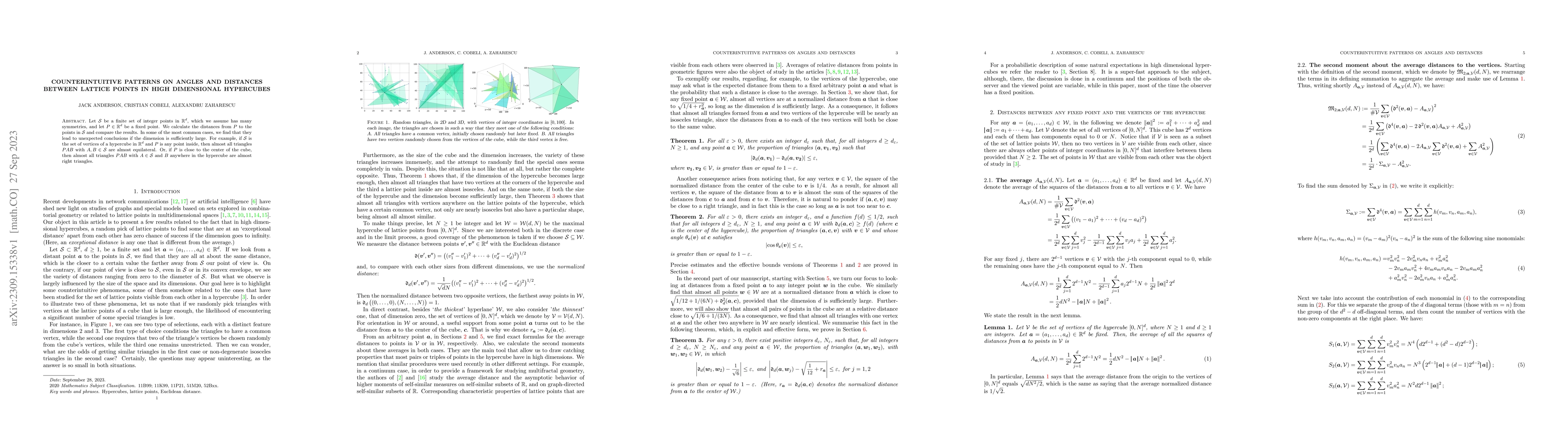 Thumbnail for Counterintuitive patterns on angles and distances between lattice points
  in high dimensional hypercubes