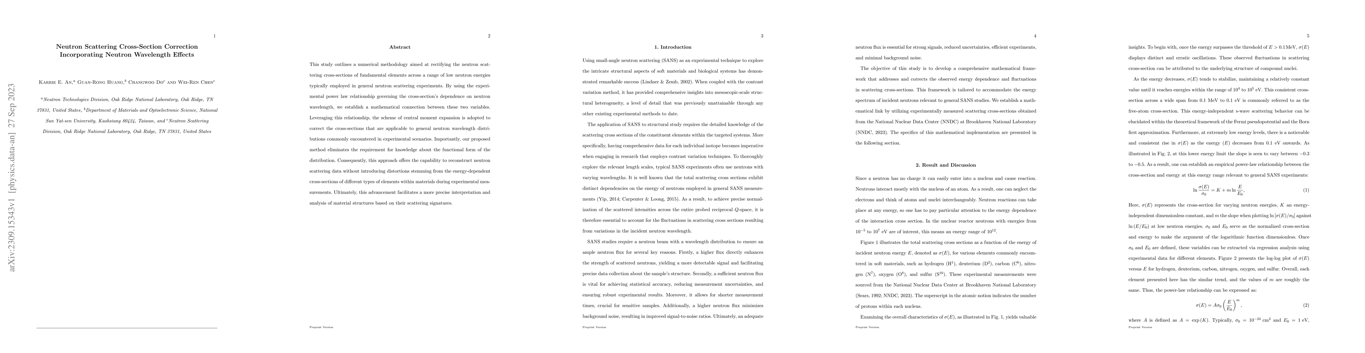 Thumbnail for Neutron Scattering Cross-Section Correction Incorporating Neutron
  Wavelength Effects