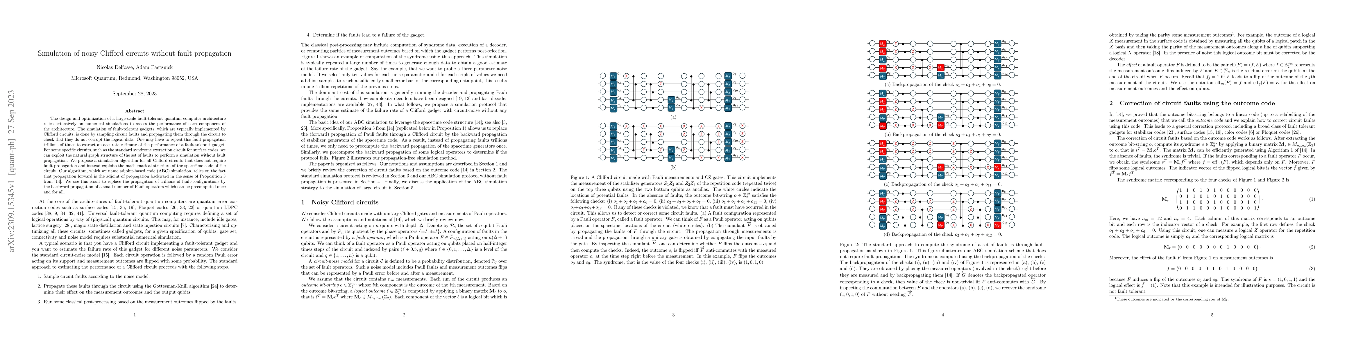 Thumbnail for Simulation of noisy Clifford circuits without fault propagation