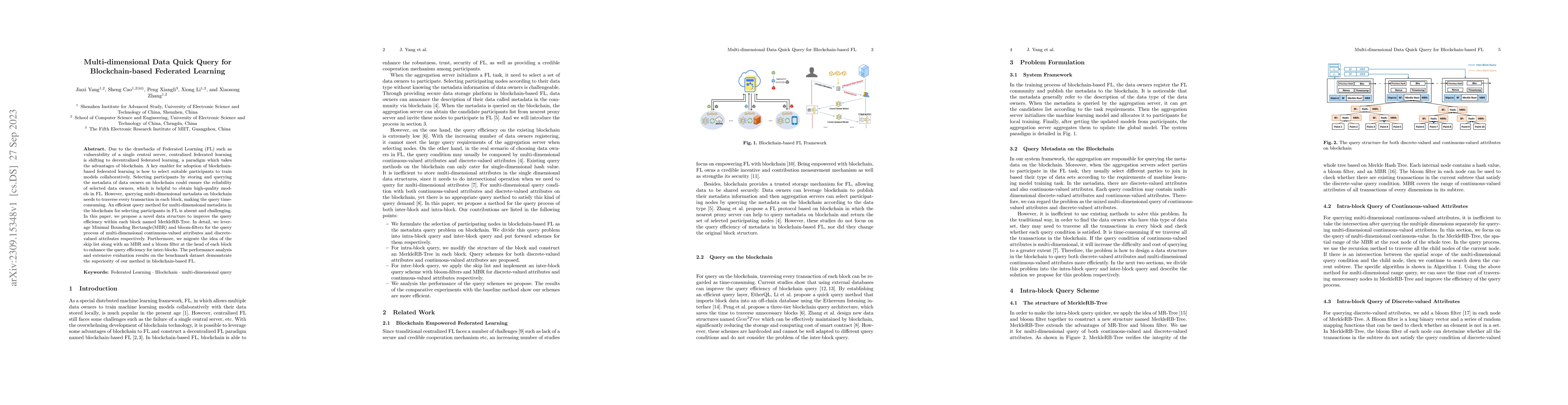 Thumbnail for Multi-dimensional Data Quick Query for Blockchain-based Federated
  Learning