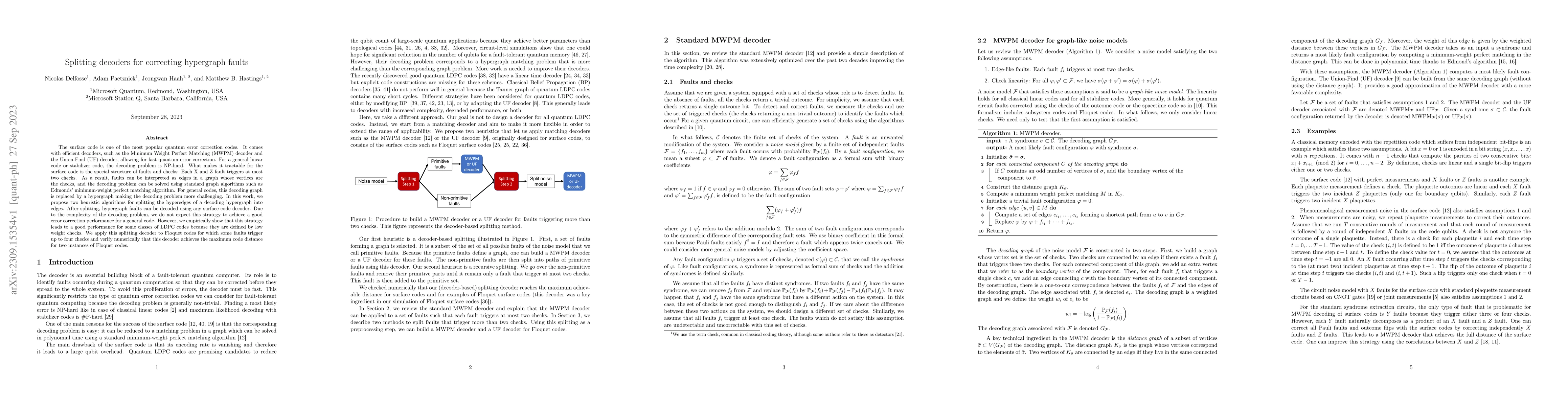 Thumbnail for Splitting decoders for correcting hypergraph faults
