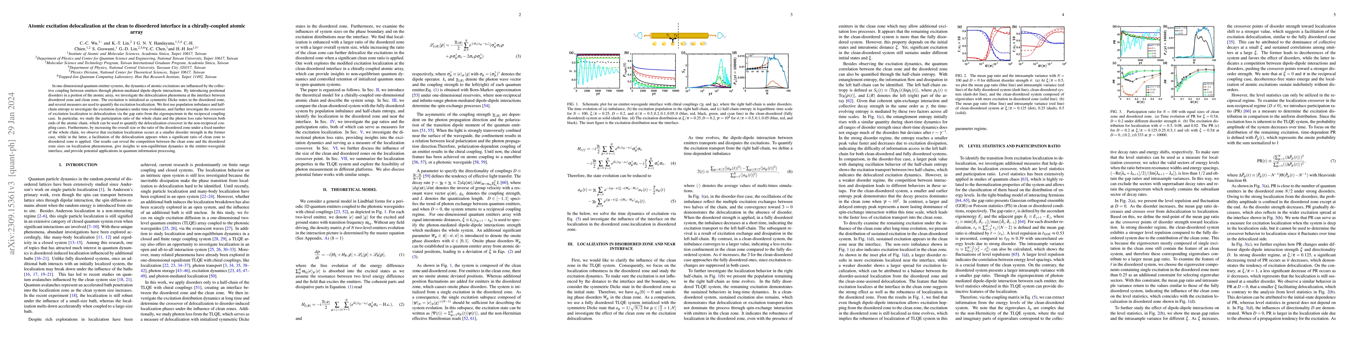 Thumbnail for Atomic excitation delocalization at the clean to disordered interface in
  a chirally-coupled atomic array