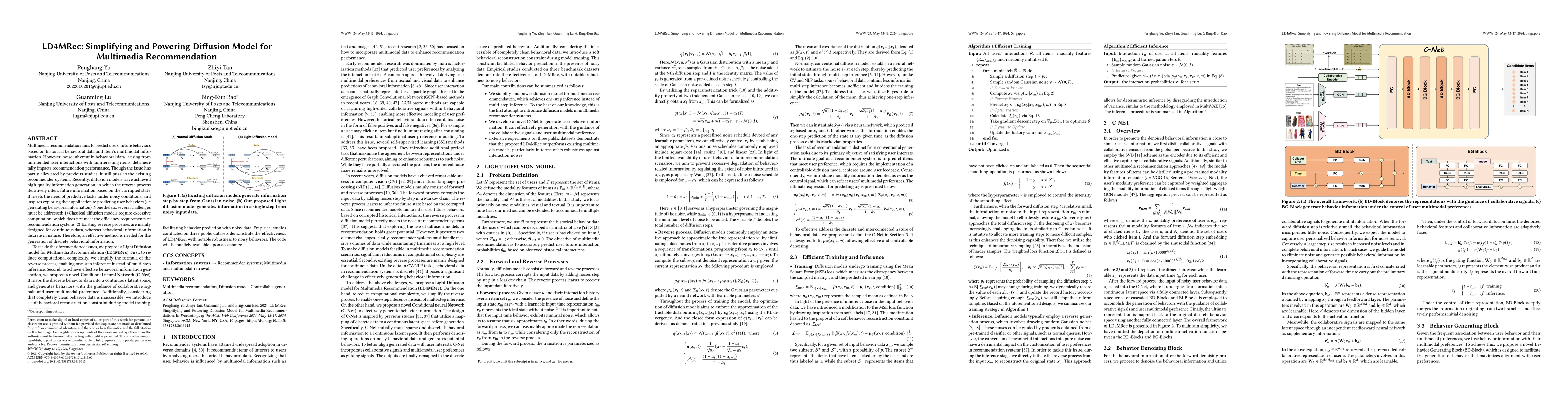 Thumbnail for LD4MRec: Simplifying and Powering Diffusion Model for Multimedia
  Recommendation