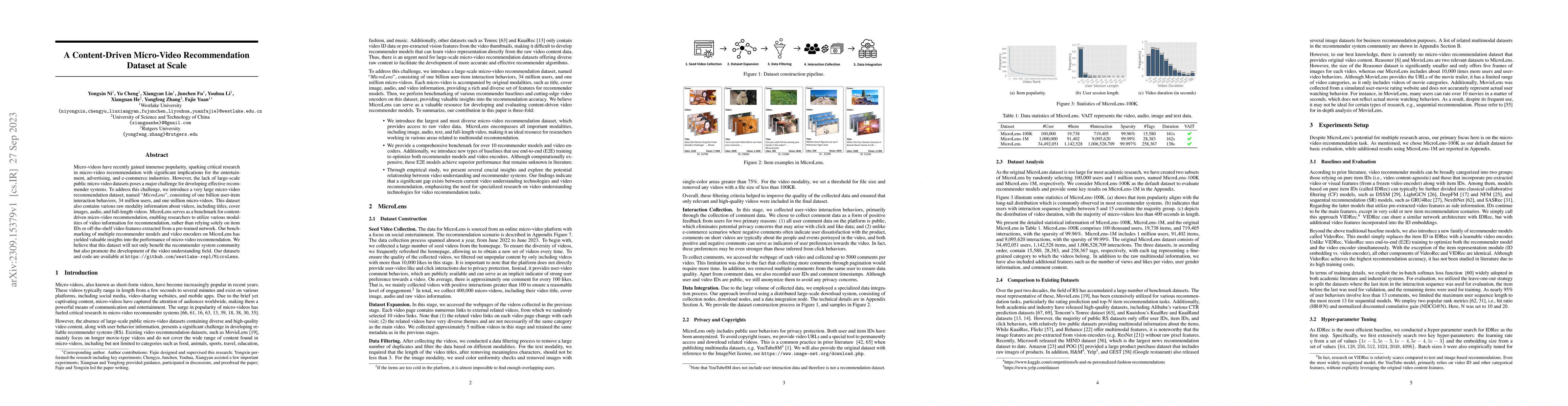 Thumbnail for A Content-Driven Micro-Video Recommendation Dataset at Scale