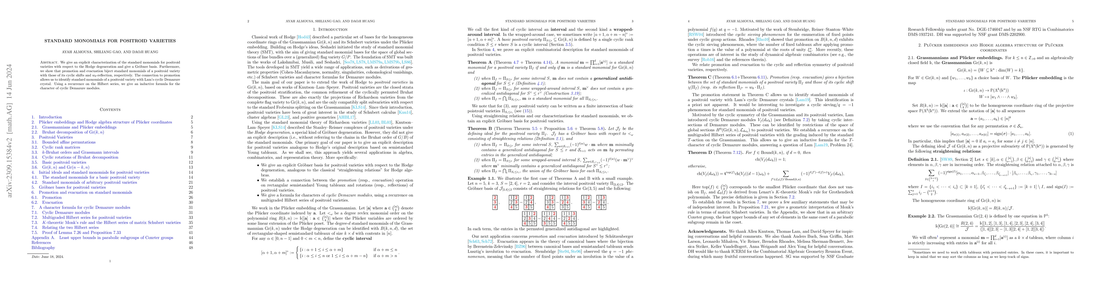 Thumbnail for Standard Monomials for Positroid Varieties