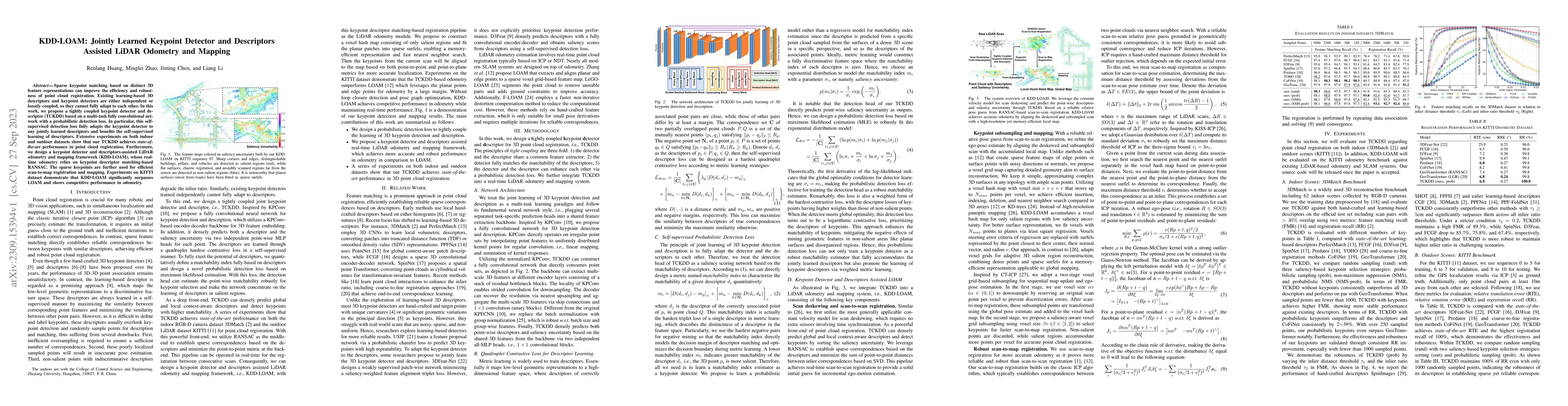 Thumbnail for KDD-LOAM: Jointly Learned Keypoint Detector and Descriptors Assisted
  LiDAR Odometry and Mapping