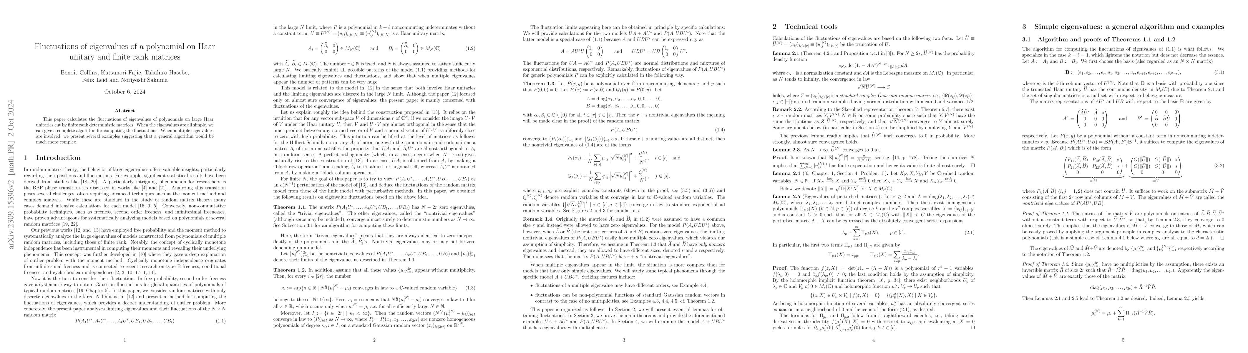 Thumbnail for Fluctuations of eigenvalues of a polynomial on Haar unitary and finite
  rank matrices