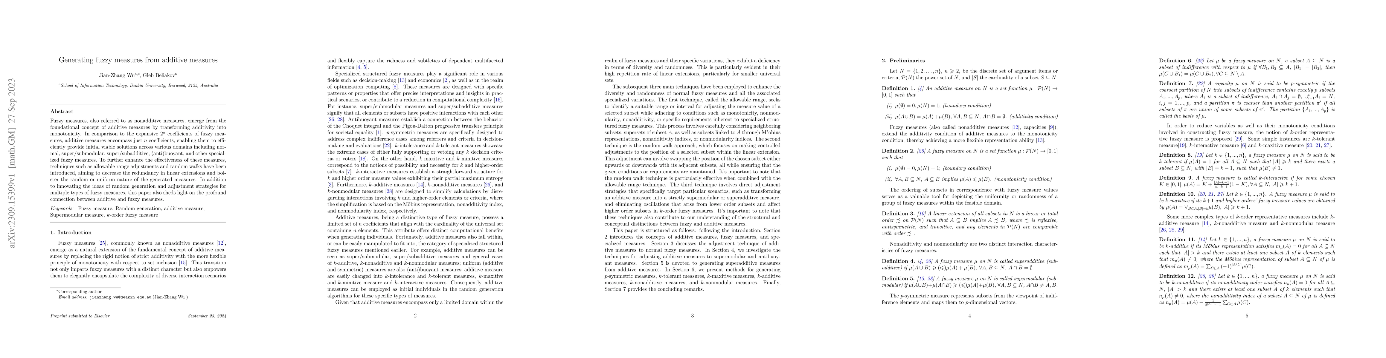 Thumbnail for Generating fuzzy measures from additive measures