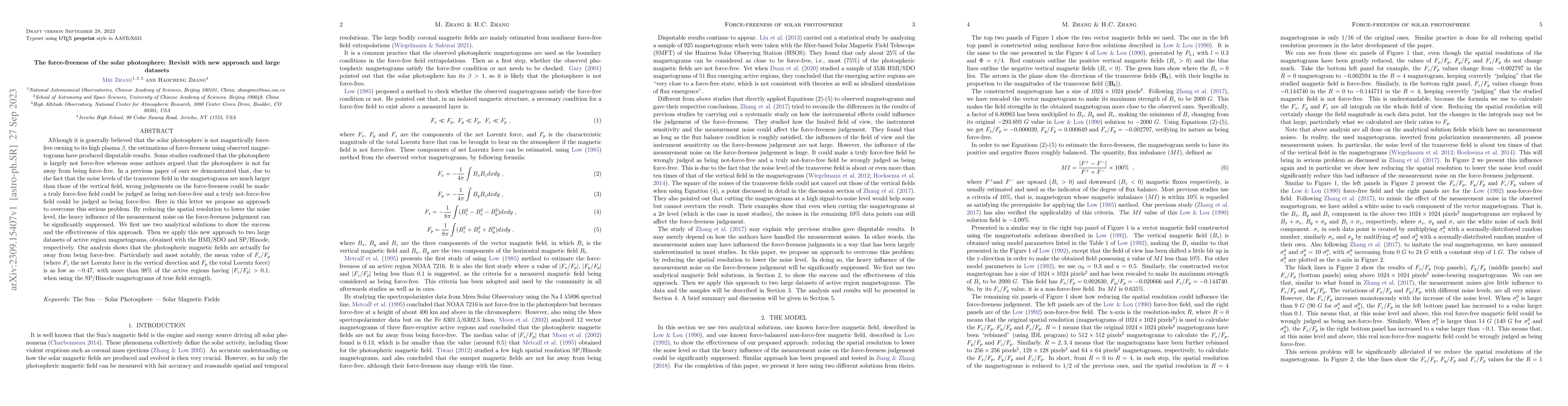 Thumbnail for The force-freeness of the solar photosphere: Revisit with new approach
  and large datasets