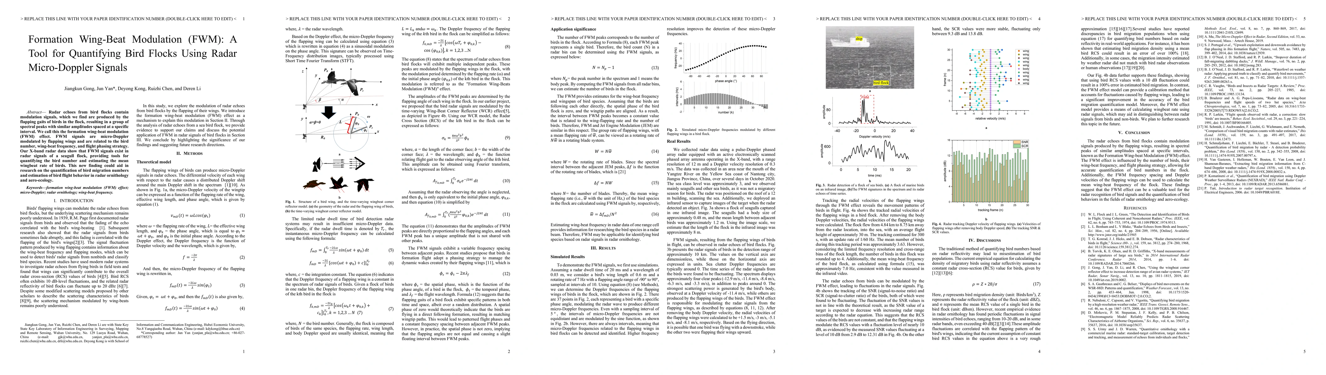 Thumbnail for Formation Wing-Beat Modulation (FWM): A Tool for Quantifying Bird Flocks
  Using Radar Micro-Doppler Signals