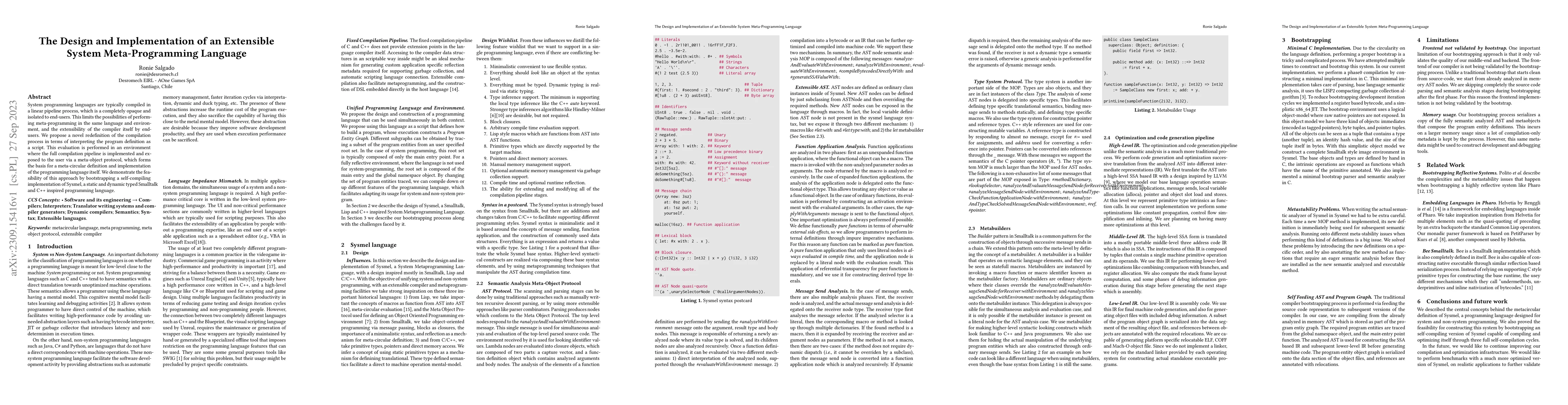 Thumbnail for The Design and Implementation of an Extensible System Meta-Programming
  Language