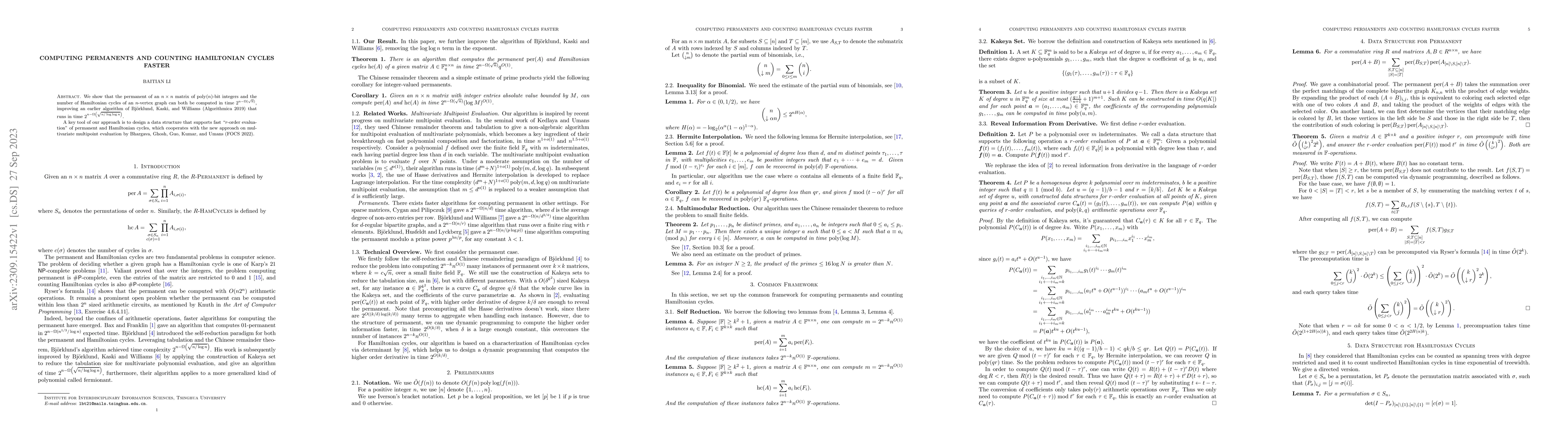 Thumbnail for Computing Permanents and Counting Hamiltonian Cycles Faster
