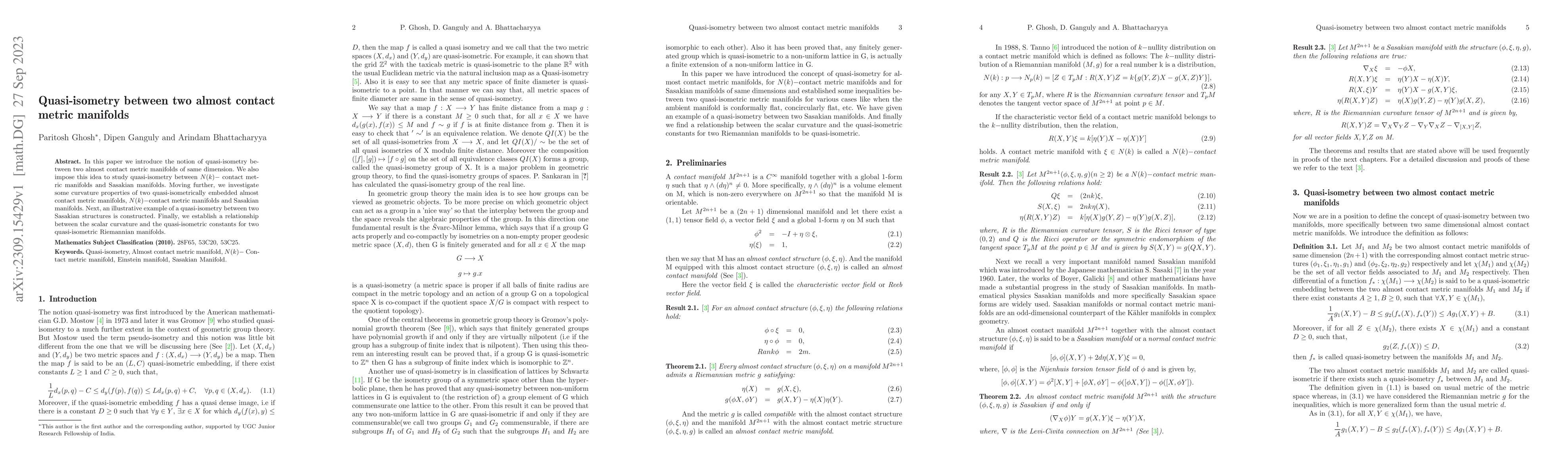Thumbnail for Quasi-isometry between two almost contact metric manifolds