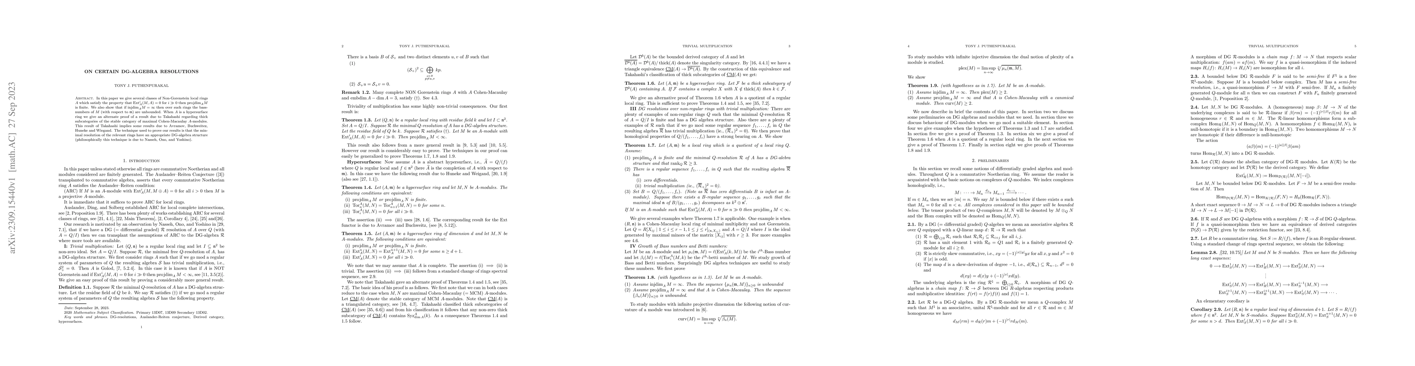 Thumbnail for On certain DG-algebra resolutions