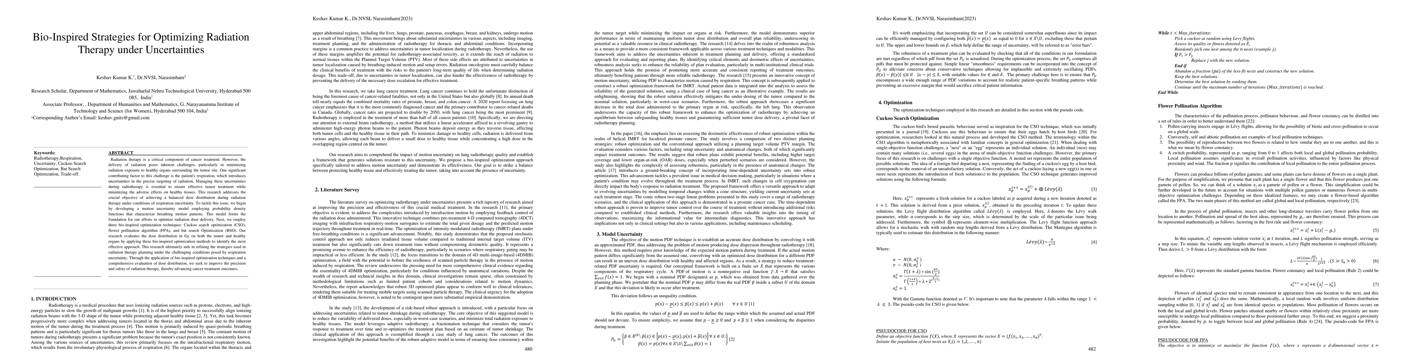 Thumbnail for Bio-Inspired Strategies for Optimizing Radiation Therapy under
  Uncertainties
