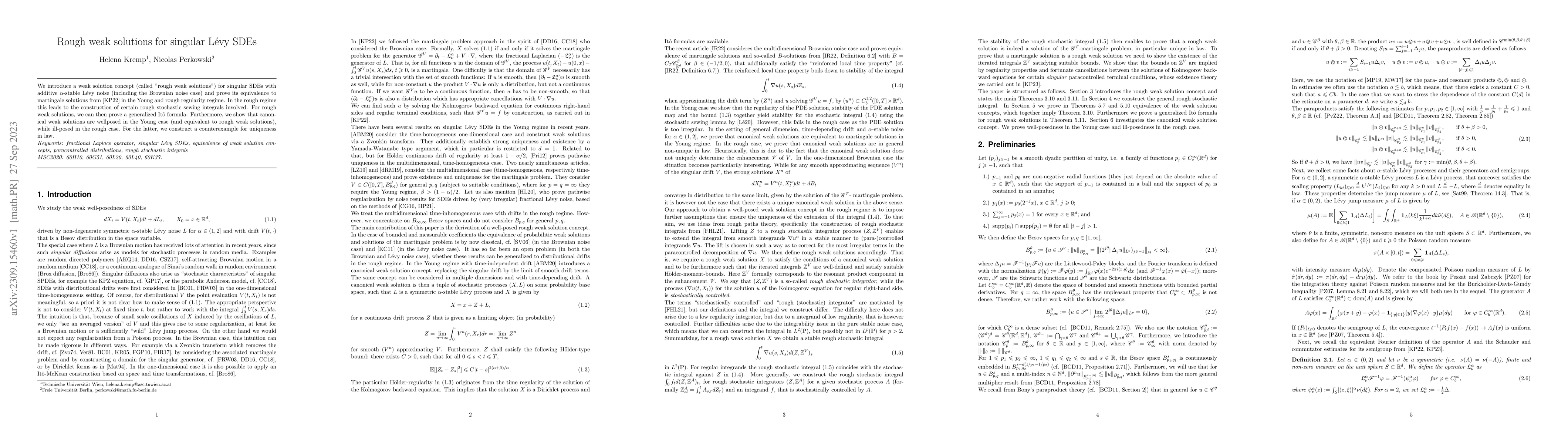 Thumbnail for Rough weak solutions for singular L\'evy SDEs