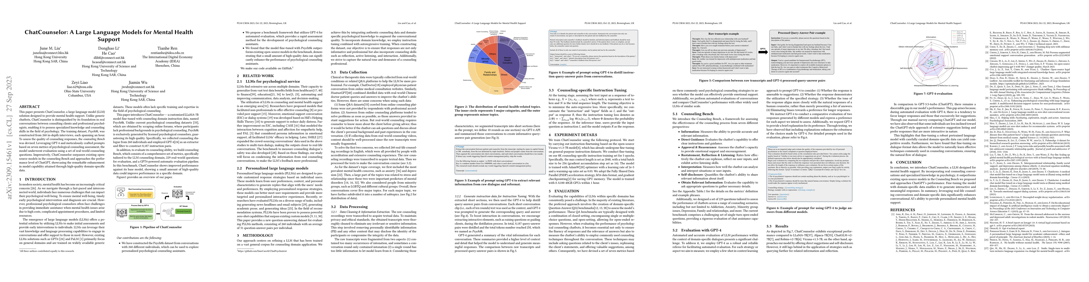 Thumbnail for ChatCounselor: A Large Language Models for Mental Health Support