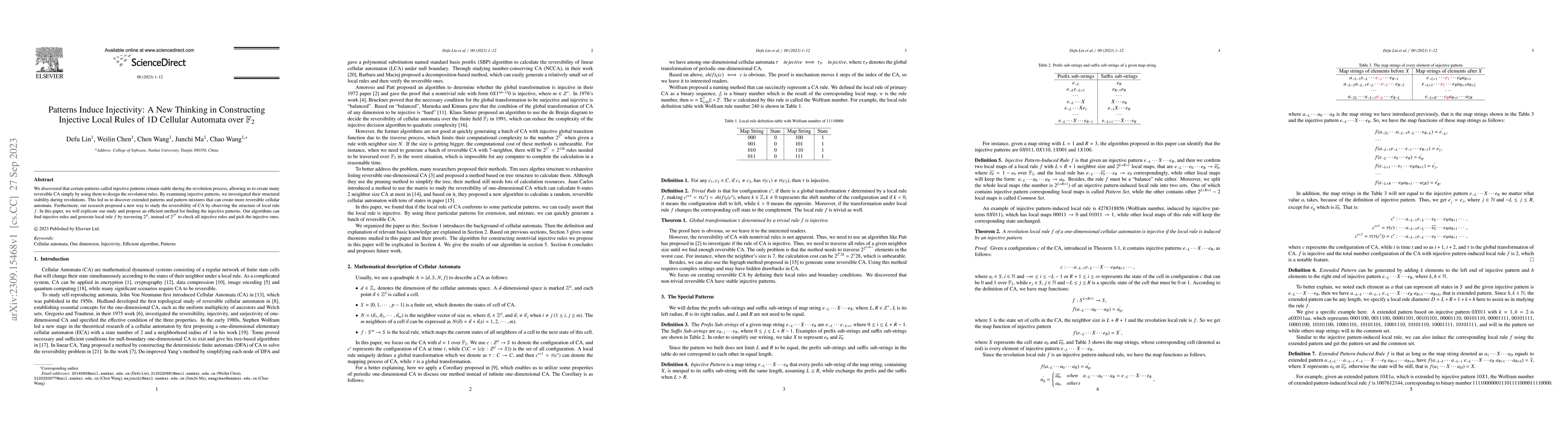 Thumbnail for Patterns Induce Injectivity: A New Thinking in Constructing Injective
  Local Rules of 1D Cellular Automata over $\mathbb{F}_2$