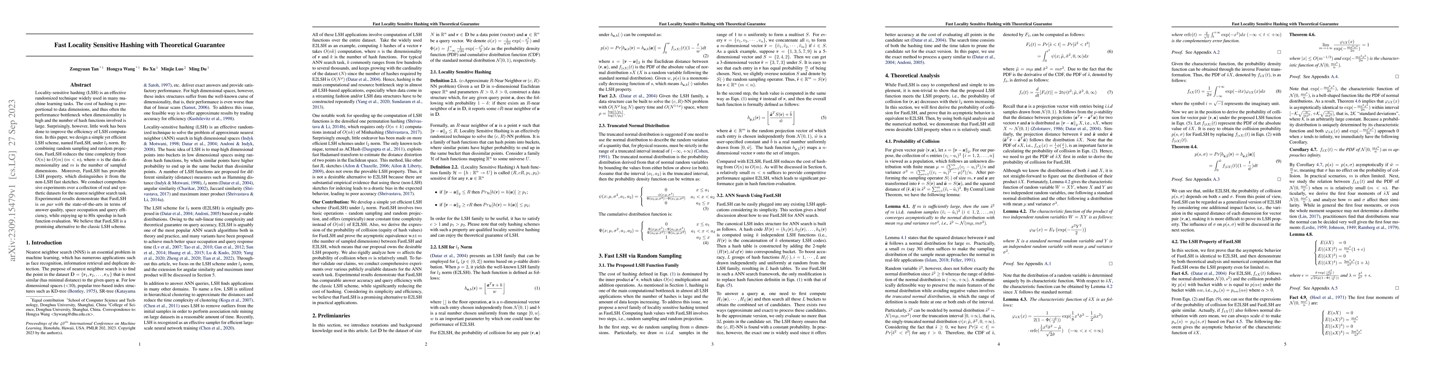 Thumbnail for Fast Locality Sensitive Hashing with Theoretical Guarantee