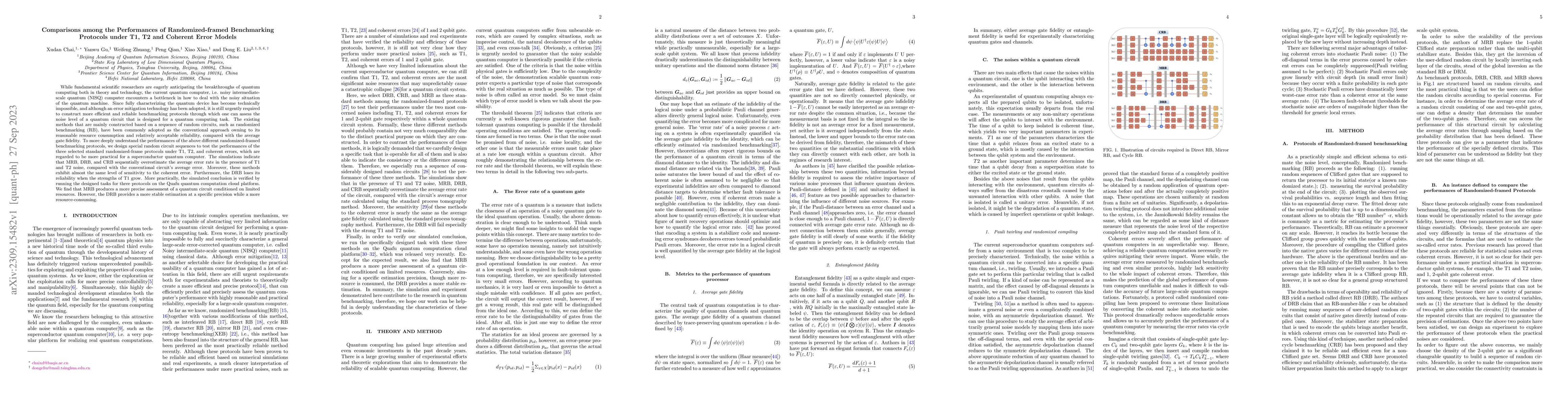 Thumbnail for Comparisons among the Performances of Randomized-framed Benchmarking
  Protocols under T1, T2 and Coherent Error Models