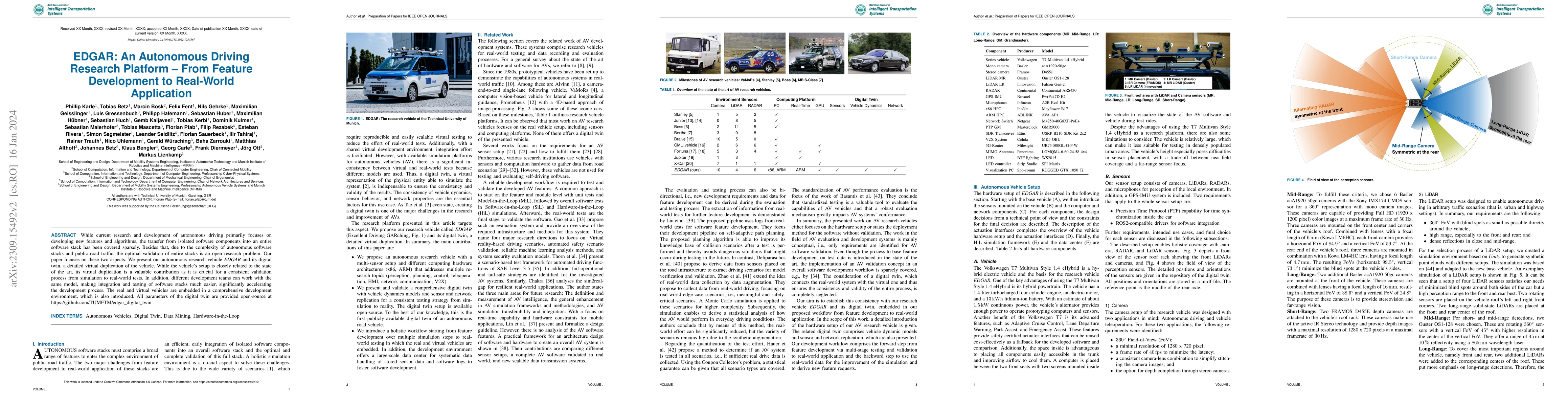 Thumbnail for EDGAR: An Autonomous Driving Research Platform -- From Feature
  Development to Real-World Application