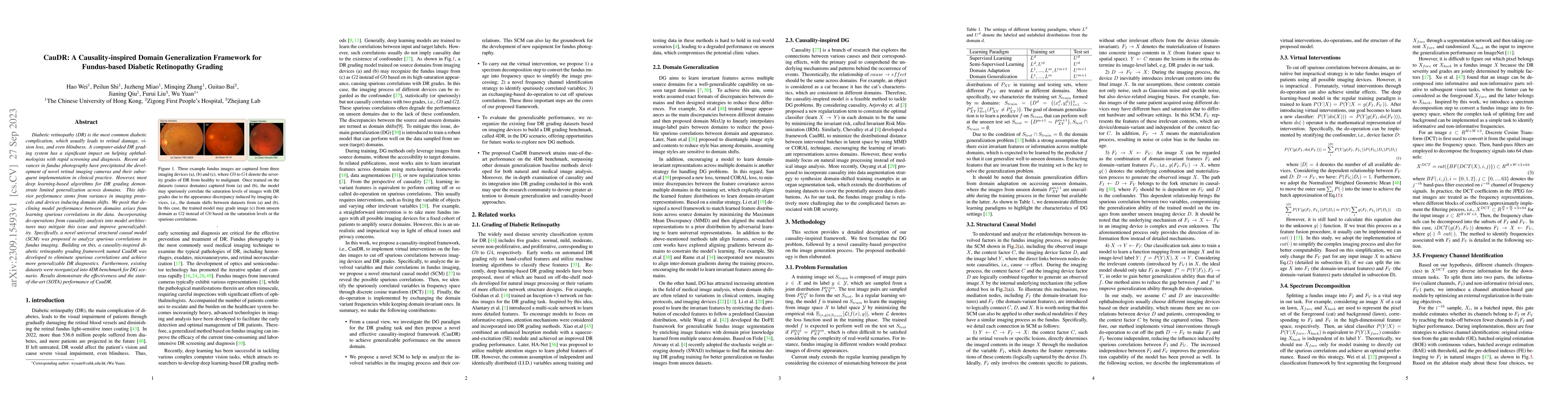 Thumbnail for CauDR: A Causality-inspired Domain Generalization Framework for
  Fundus-based Diabetic Retinopathy Grading