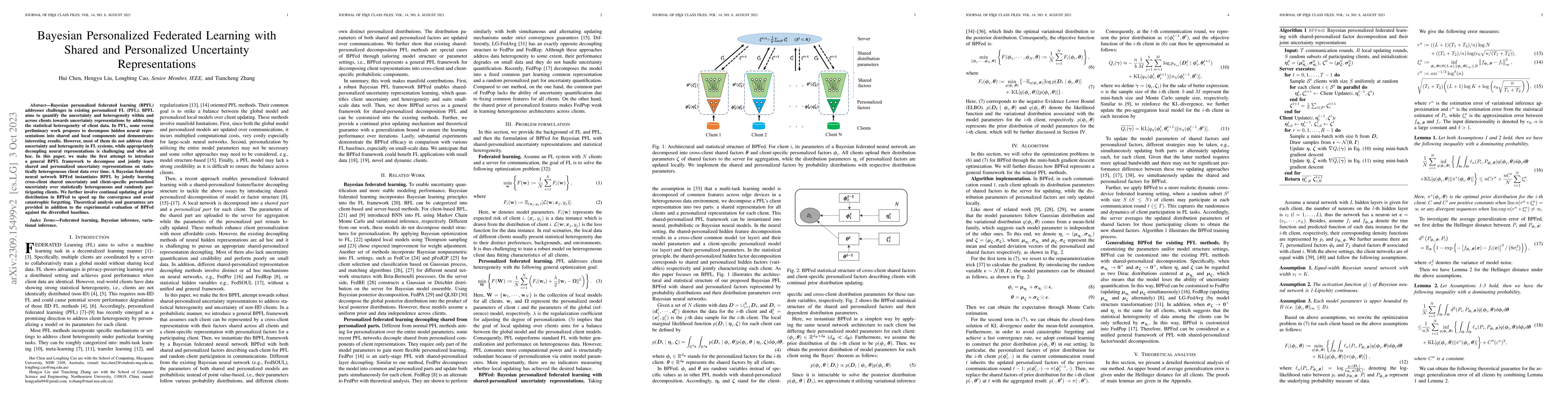 Thumbnail for Bayesian Personalized Federated Learning with Shared and Personalized
  Uncertainty Representations