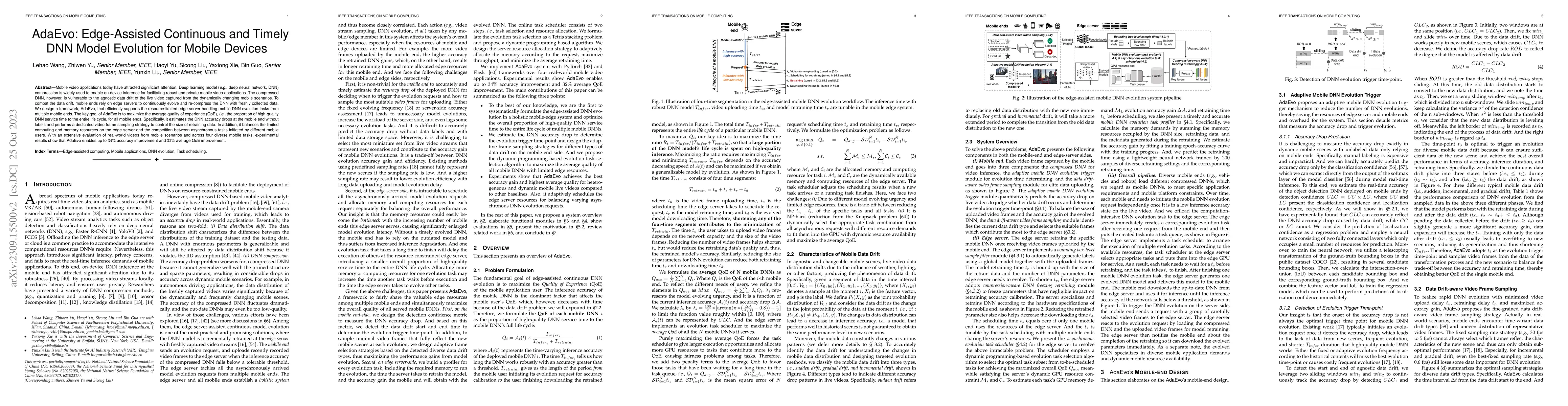 Thumbnail for AdaEvo: Edge-Assisted Continuous and Timely DNN Model Evolution for
  Mobile Devices
