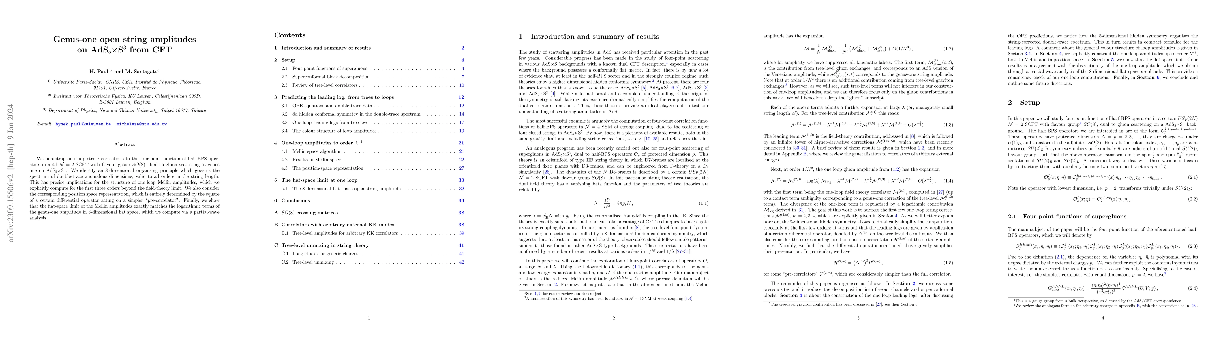 Thumbnail for Genus-one open string amplitudes on AdS$_5\times$S$^3$ from CFT