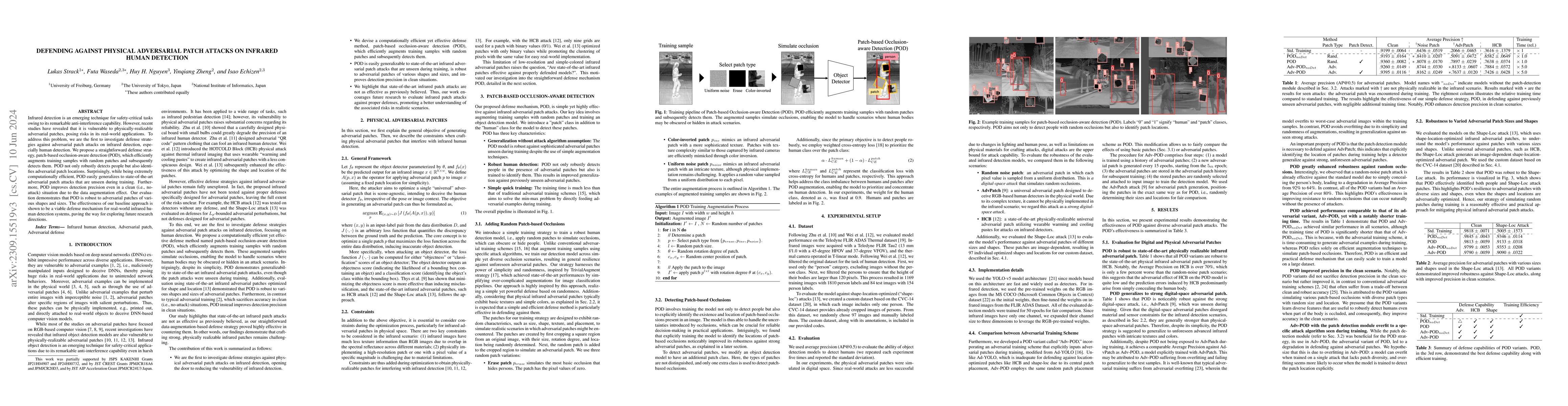 Thumbnail for Defending Against Physical Adversarial Patch Attacks on Infrared Human
  Detection