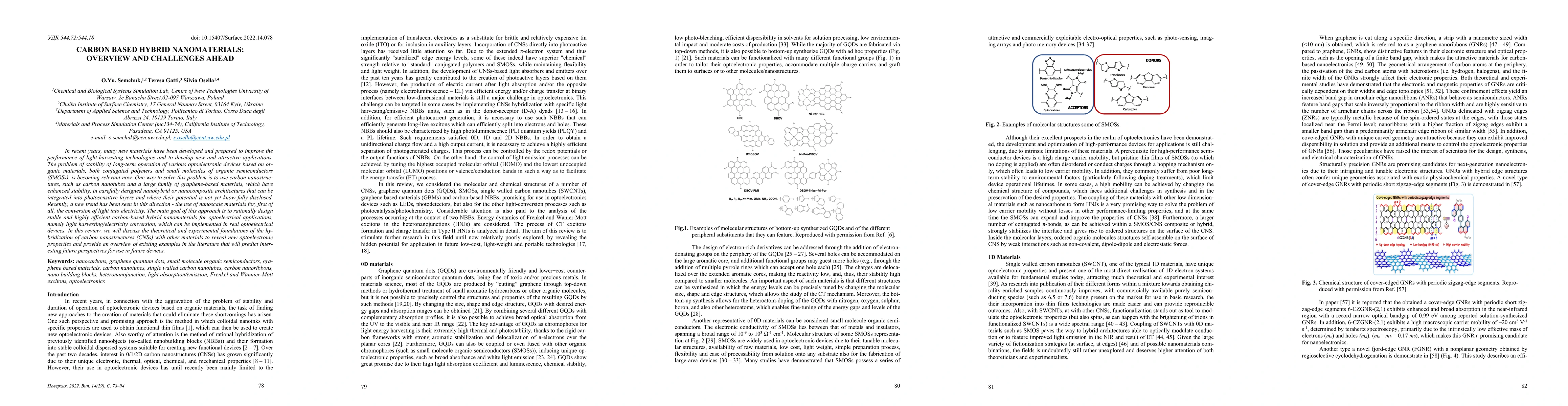Thumbnail for Carbon Based Hybrid Nanomaterials: Overview and Challenges Ahead