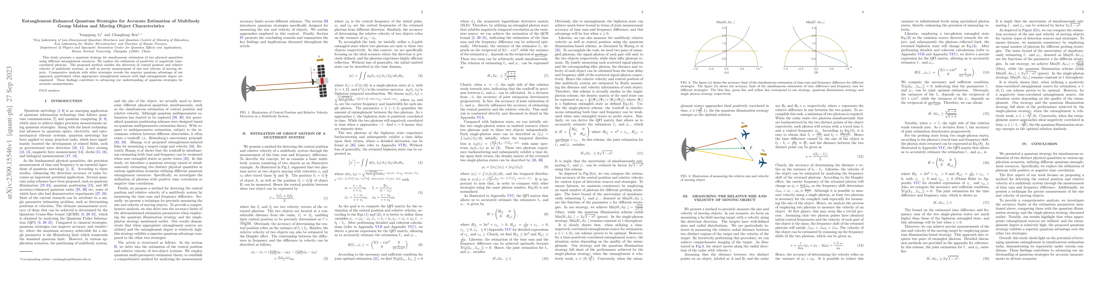 Thumbnail for Entanglement-Enhanced Quantum Strategies for Accurate Estimation of
  Multibody Group Motion and Moving Object Characteristics