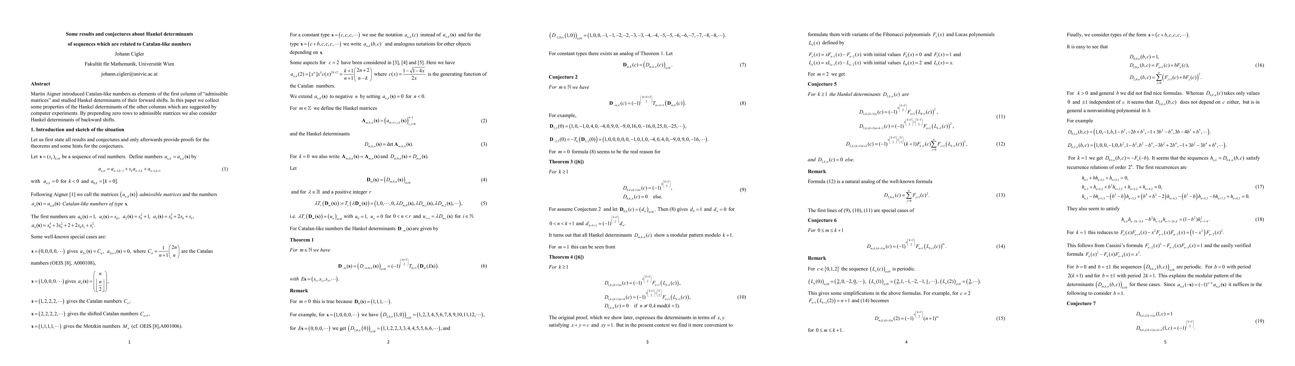 Thumbnail for Some results and conjectures about Hankel determinants of sequences
  which are related to Catalan-like numbers