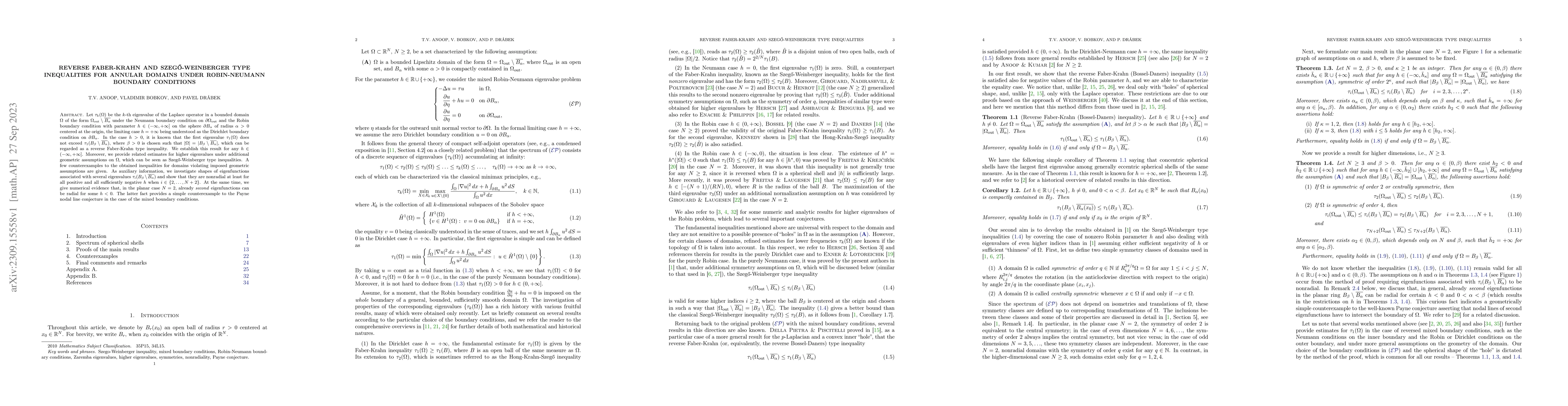Thumbnail for Reverse Faber-Krahn and Szego-Weinberger type inequalities for annular
  domains under Robin-Neumann boundary conditions