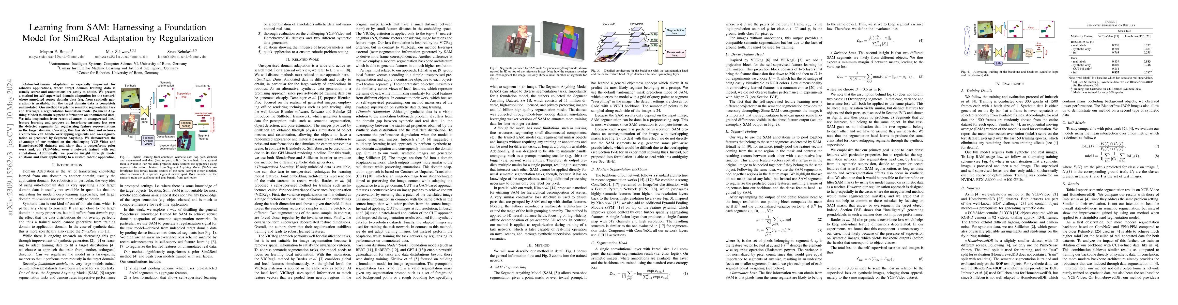 Thumbnail for Learning from SAM: Harnessing a Foundation Model for Sim2Real Adaptation
  by Regularization