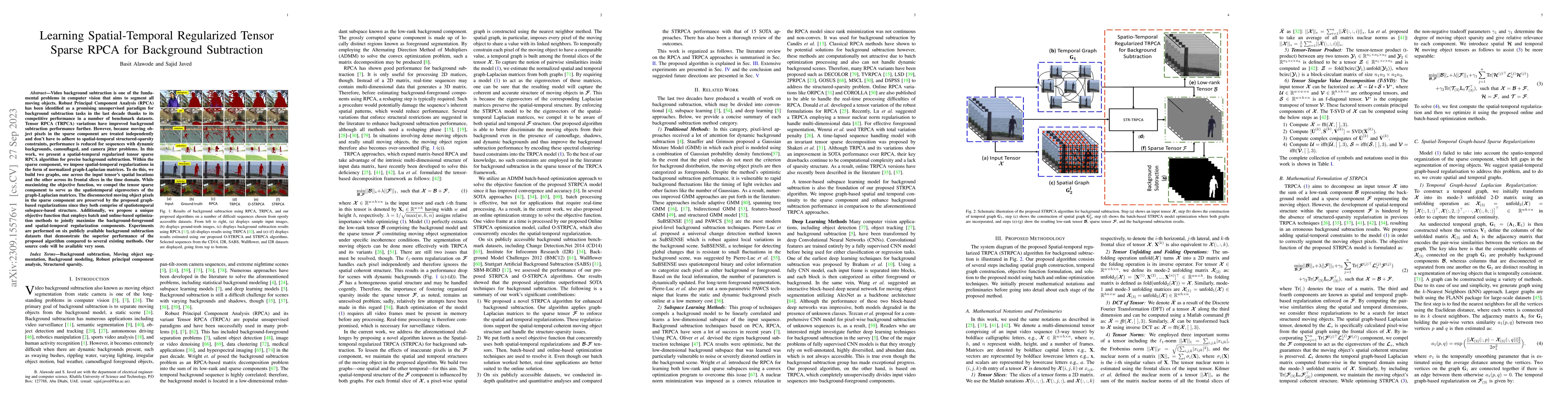 Thumbnail for Learning Spatial-Temporal Regularized Tensor Sparse RPCA for Background
  Subtraction