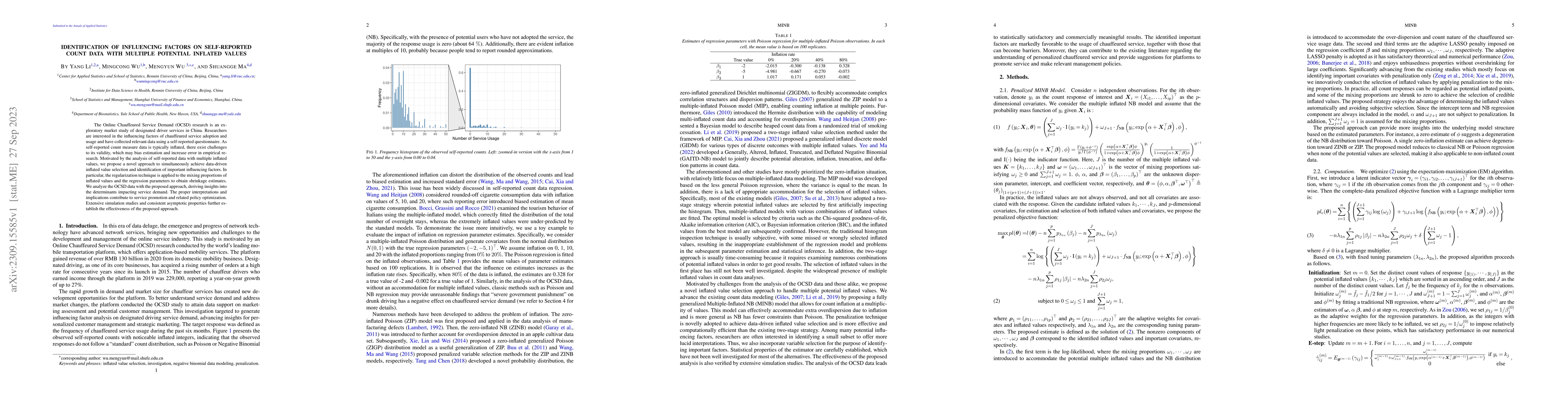 Thumbnail for Identification of Influencing Factors on Self-reported Count Data with
  Multiple Potential Inflated Values