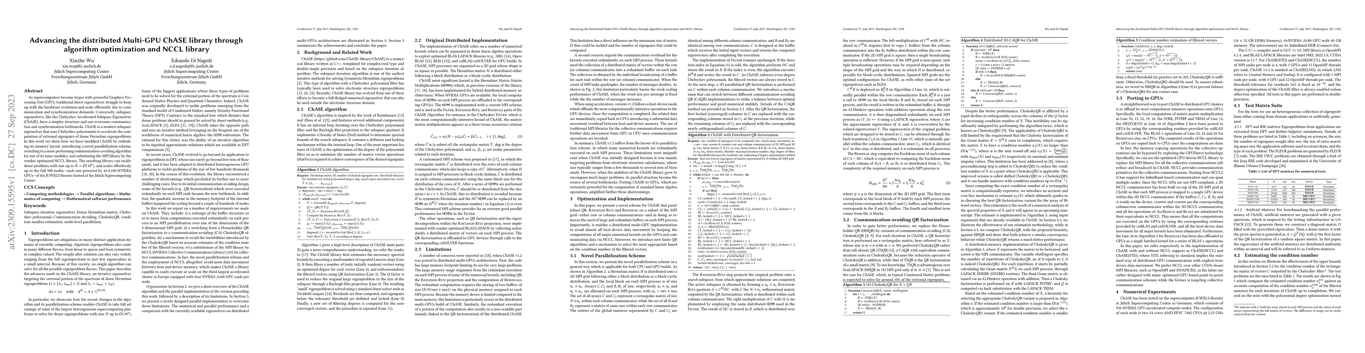 Thumbnail for Advancing the distributed Multi-GPU ChASE library through algorithm
  optimization and NCCL library