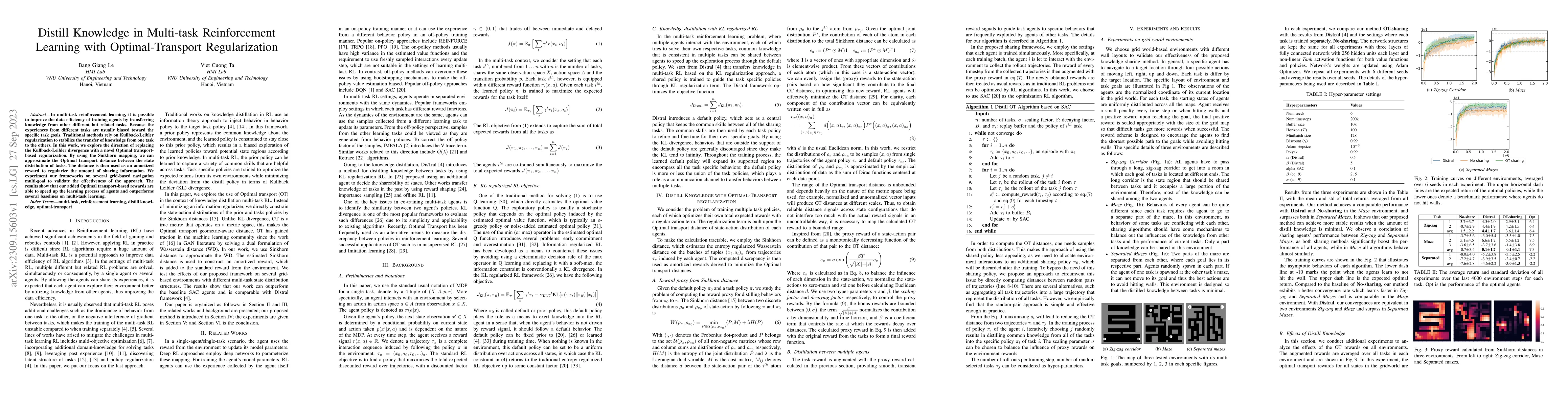 Thumbnail for Distill Knowledge in Multi-task Reinforcement Learning with
  Optimal-Transport Regularization